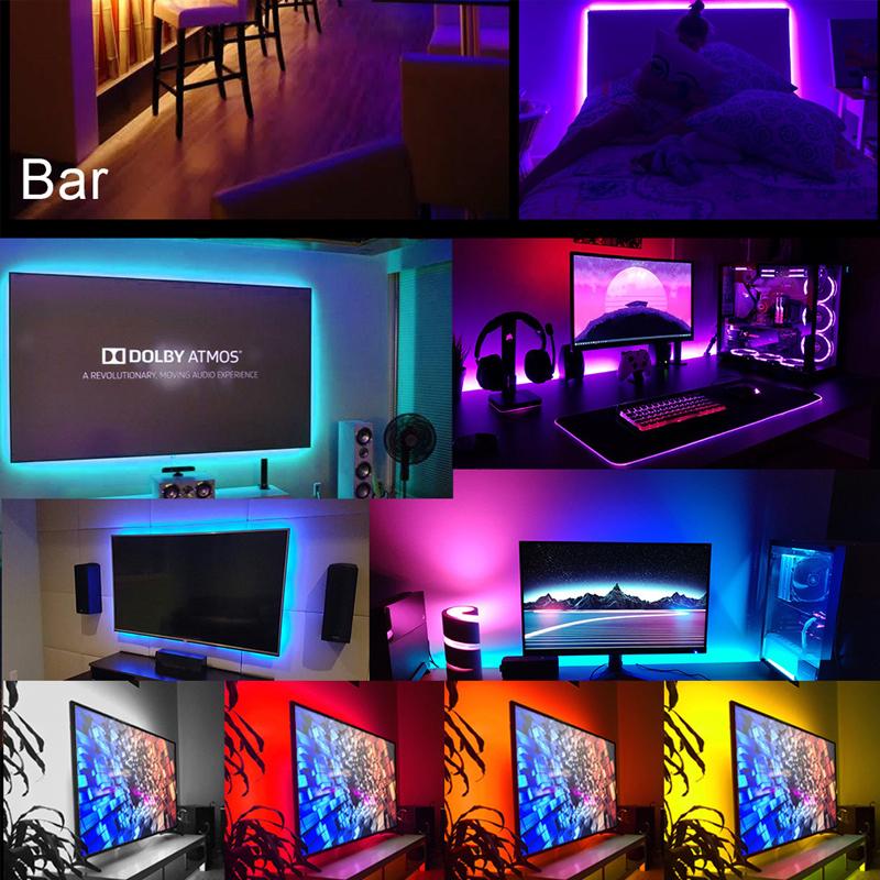1/3/5M светодиодная лента с изменением цвета 5050 RGB USB гибкие огни с 24 клавишами ДЛЯ детской игровой комнаты домашней вечеринки подсветка телевизора