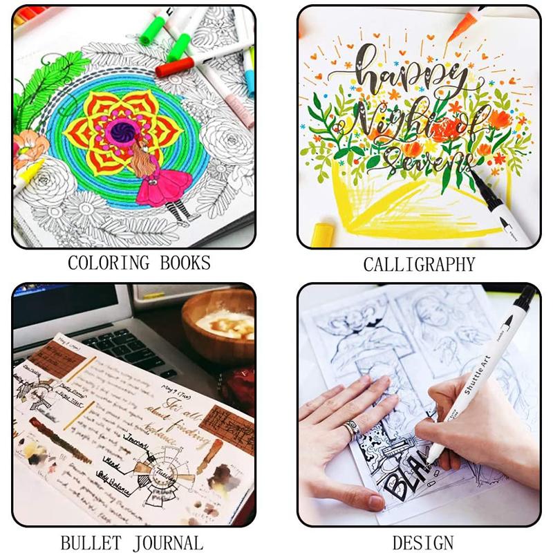 12/100/120Colors Dual Tip Calligraphy Pen Watercolor Brush Pen Art Markers Pens Manga Sketching Drawing Children DIY Supplies