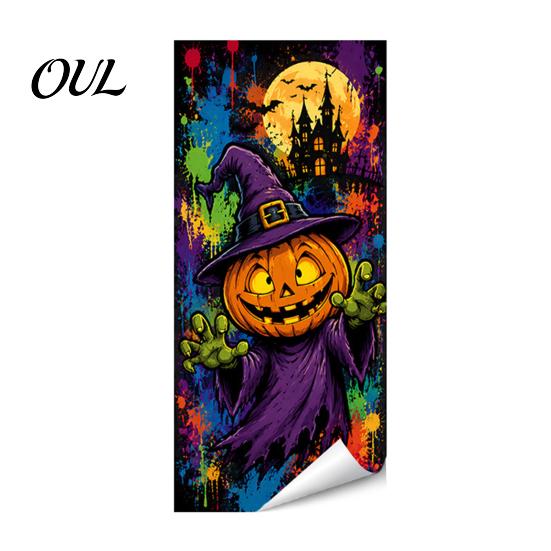PVC Scary Patterns for Patio Halloween Wall Stickers Trash Can Decal Stickers, Spooky Skull Ghost Horror Weather Resistant Bin Wraps Holiday