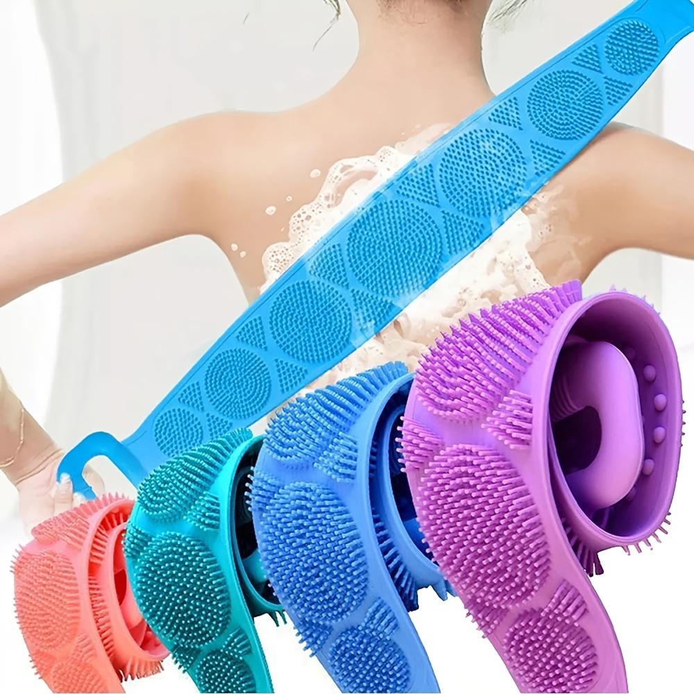 Silicone Body Scrubber Bath Brush, Exfoliating Shower Brush Bath Belt With Extra Long Strip And Handle For Easy Back Exfoliating, Rubbing Body Back
