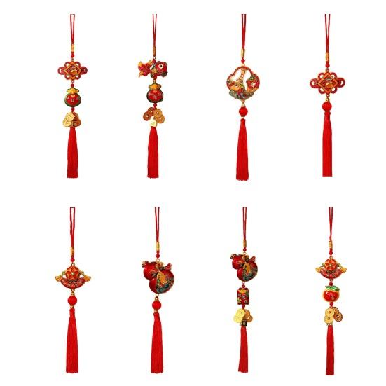 Chinese New Year Decorations 2026 Year of Horse Lucky Charm with Tassel Feng Shui Hanging Pendants for Wealth Good Luck