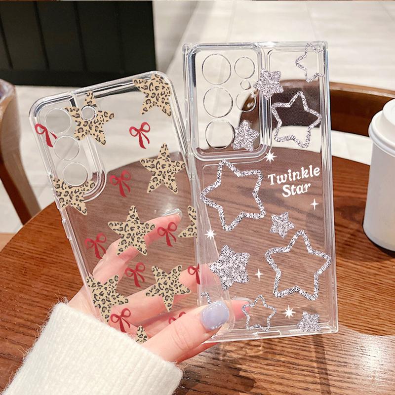 Креативный чехол со звездным принтом для Samsung S26 S25 Ultra S24 Plus S22 S23 S21 FE A54 A15 A35 A55 A16 A36 A56 A17 A37 A57 5G Прозрачный мягкий чехол из ТПУ