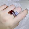 Серебряное кольцо с цирконом высокой четкости элегантное женское инкрустированное огненно-красным рубином открытое кольцо свадебная вечеринка ювелирное изделие подарок