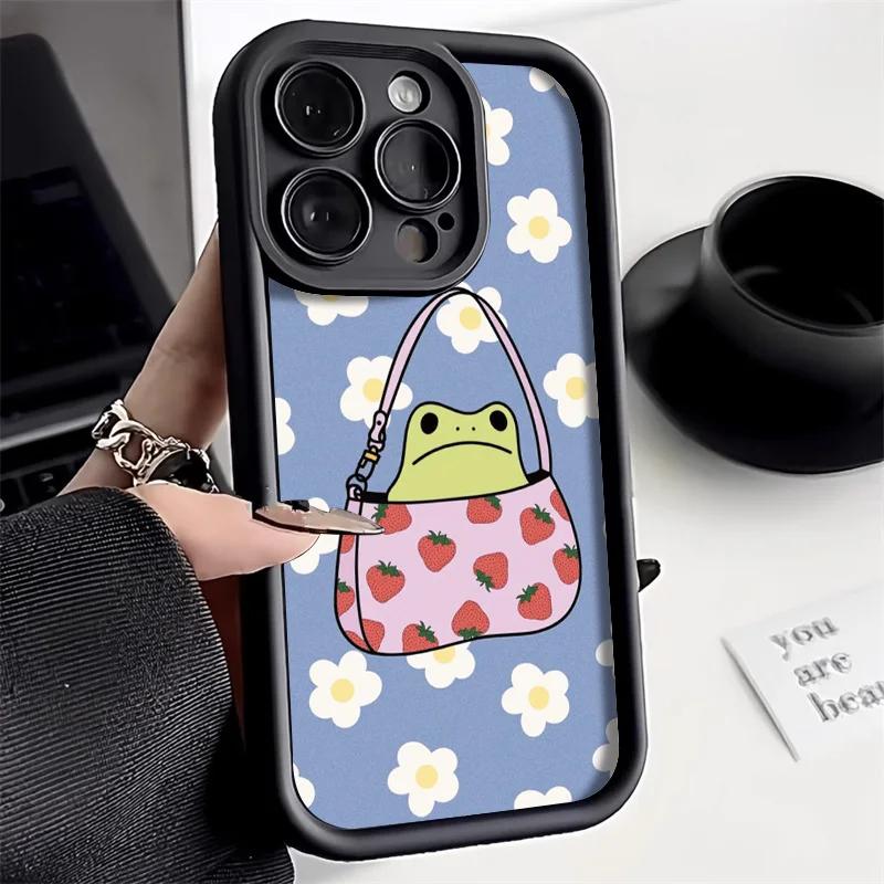 Забавный мягкий силиконовый чехол-лягушка для IPhone 17 16 16 15 14 1312 11 Pro Max XS XR X 7 8 Plus Милый мультяшный симпатичный противоударный чехол