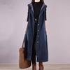 Denim Vest Coats Women Single Breasted Long Coat Casual Loose Hooded Y2k Streetwear Jackets Maxi Autumn Winter Jacket