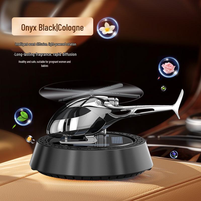 Solar-Powered Rotating Airplane Car Perfume - Long-lasting Fragrance Ornament for Car Interiors.
