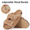 Fashion Smile Fashion Slippers For Women New Cork Insole Comfort Slides Outdoor Fluffy Sandals With Adjustable Metal Buckle Arch Support