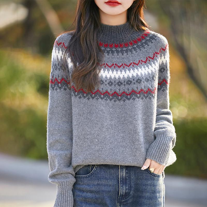 Women's Cashmere Sweater Qinghe Cashmere 30% Cashmere 70% Wool Autumn and Winter Cashmere Pullover Soft and Warm