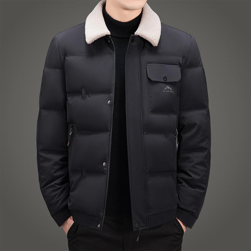 Мужская куртка-пуховик осень-зима новый стиль съемный воротник из овечьего меха повседневная теплая куртка-пуховик