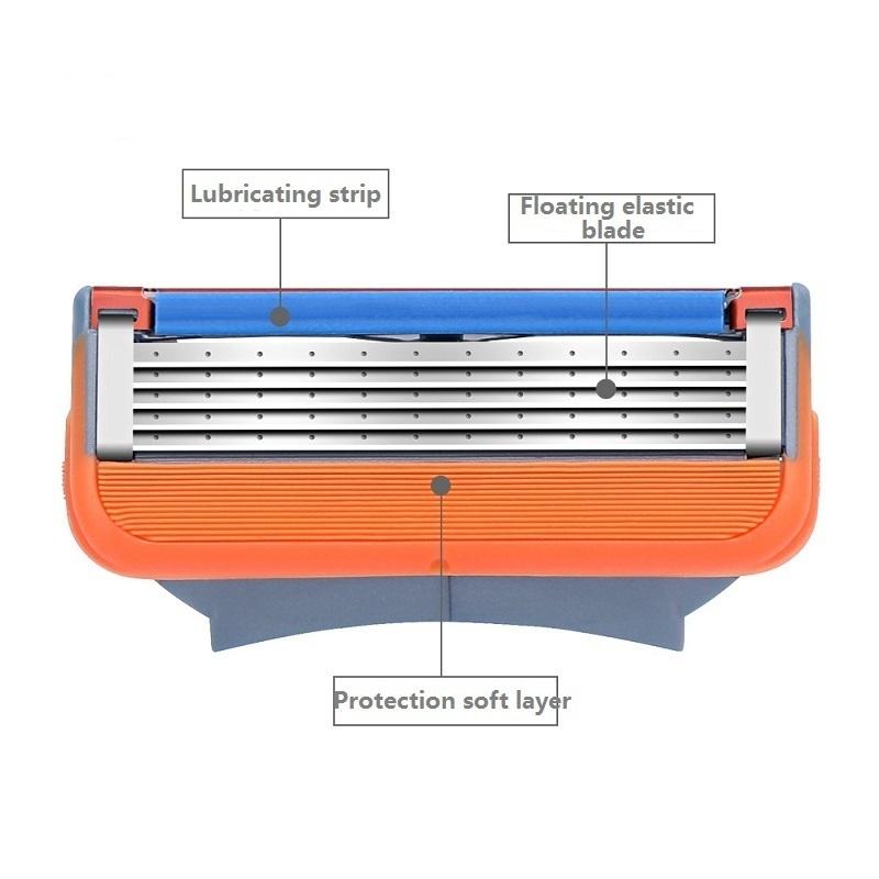 4Pcs 5 Layer Replacement Blade Men's Razor Blades Facial Care Shaving Cassettes Men