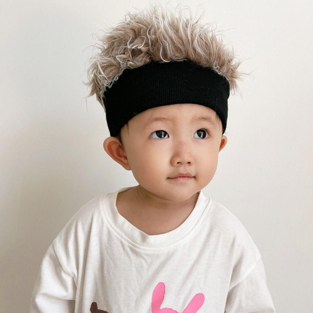 Natural Novelty Knit Fake Hair Hat Windproof Decorative Hat Beanie Wig Hat Fun Short Hair Caps