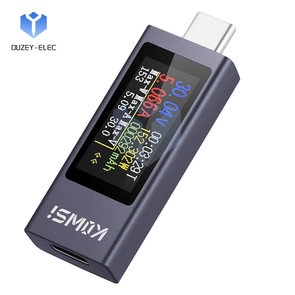 KWS-2302C DC 4~30V 12A Тестер мощности 0,96" TFT-дисплей Двунаправленный интерфейс Type-C Мониторинг мощности зарядки Вольтметр Амперметр