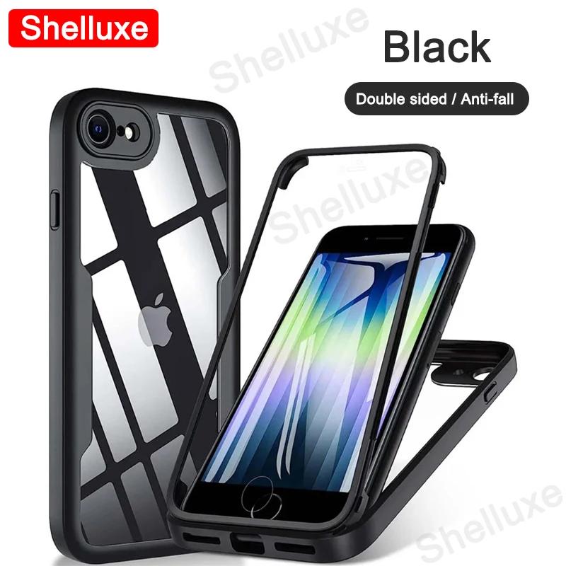 360 Полная защита корпуса Прозрачный чехол Shelluxe Передний+Задний Для iPhone SE SE2 SE3 7 8 Для iPhone7 iPhone8 iPhoneSE Силиконовый Двусторонний чехол
