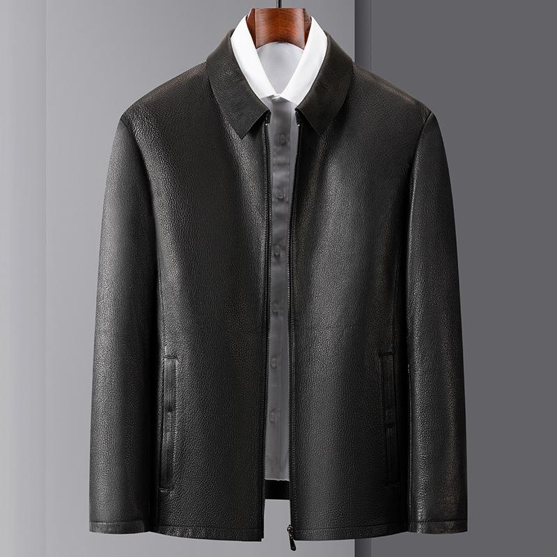 Genuine Leather Jackets for Men In Autumn and Winter New Business Casual Simple Fashion Solid Color Leather Jackets