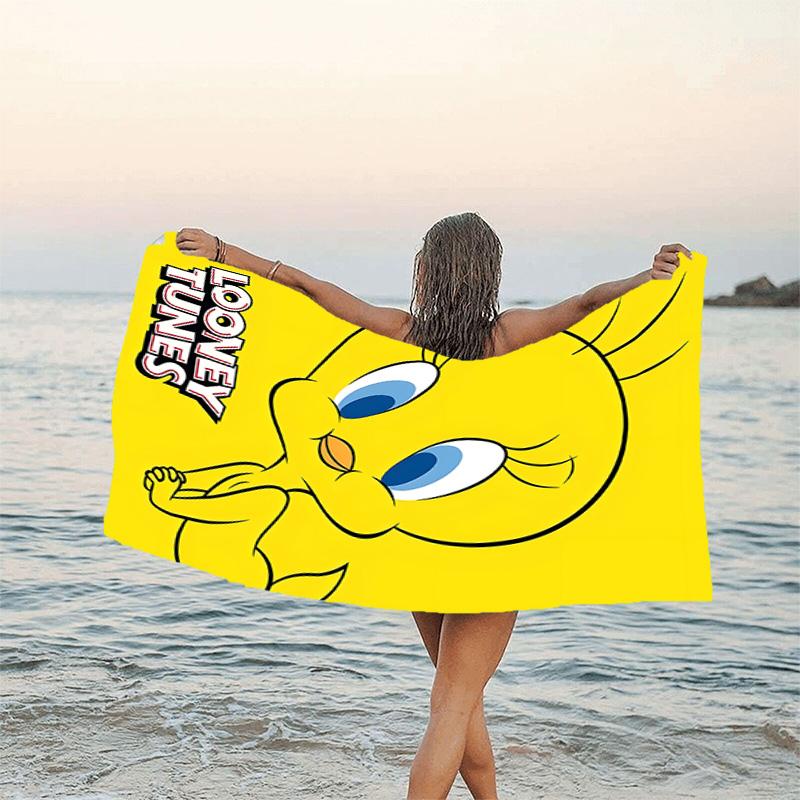 1pc Tweety2 Beach Towel, Beach and Seaside Swimming Pool Equipment, Fashion Pattern, Rectangular, Travel Essentials