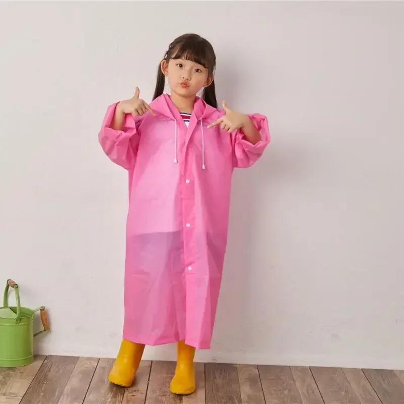 Детский дождевик-пончо одноразовый цельный для девочек и малышей, школьников, прозрачный, длинный, из ЭВА, дождевик оптом
