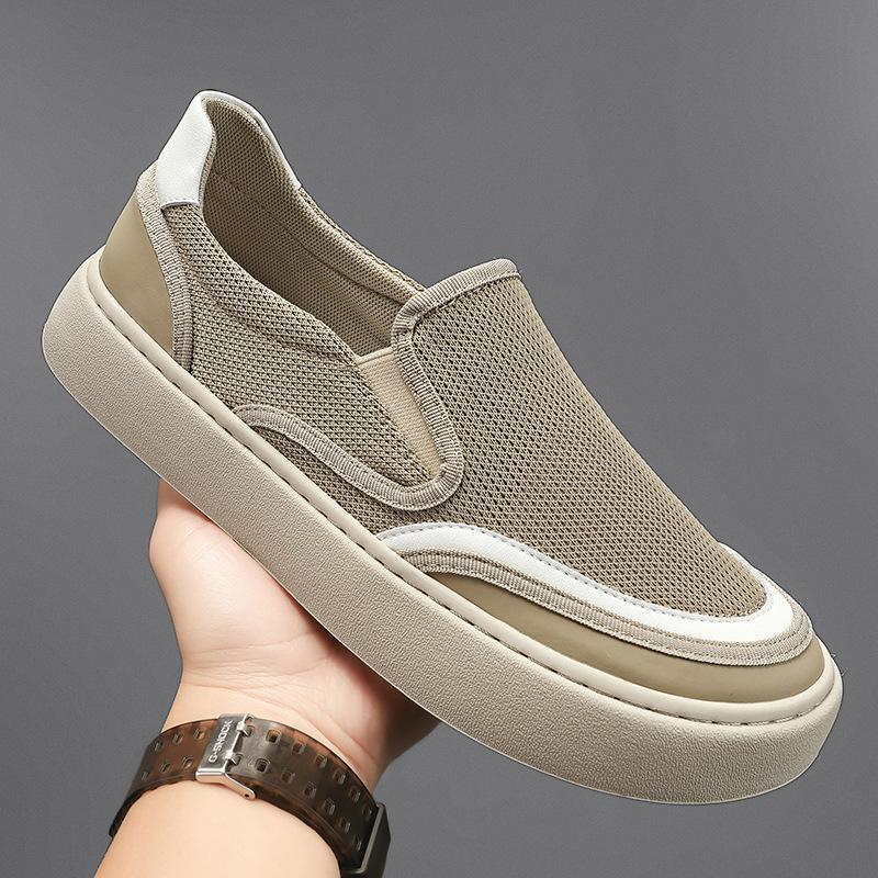 Men's Shoes New 2025 Summer Mesh Deodorant Soft Sole Driving Leisure Sports Convenient and Easy To Wear One-pedal Flat Shoes