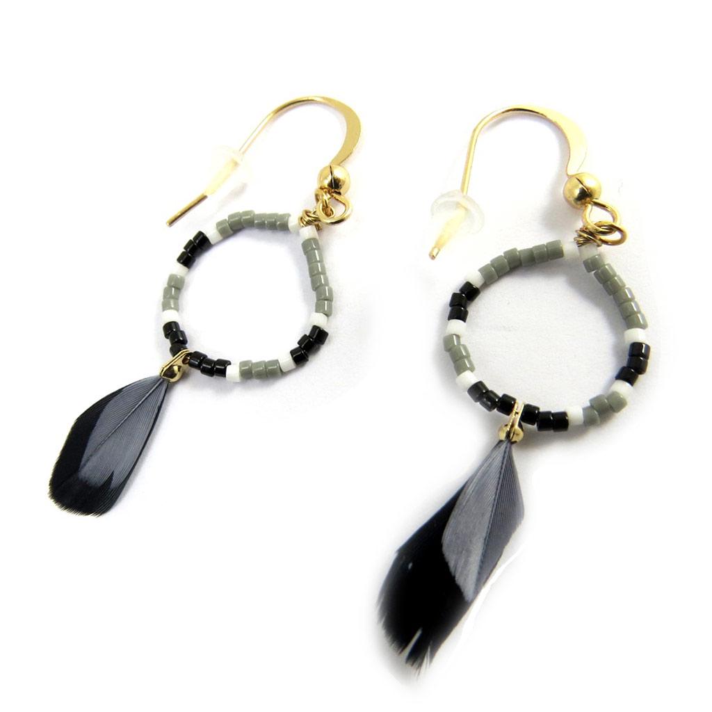 Les Trésors De Lily [N3149] - Золотисто-серые серьги «Навахо».