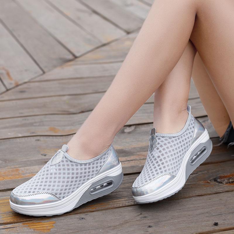 2024 Весна Осень Повседневная Женская Обувь Воздушная Сетка Женские Туфли На Плоской Платформе Женские Кроссовки Слипоны Женские Туфли На Танкетке