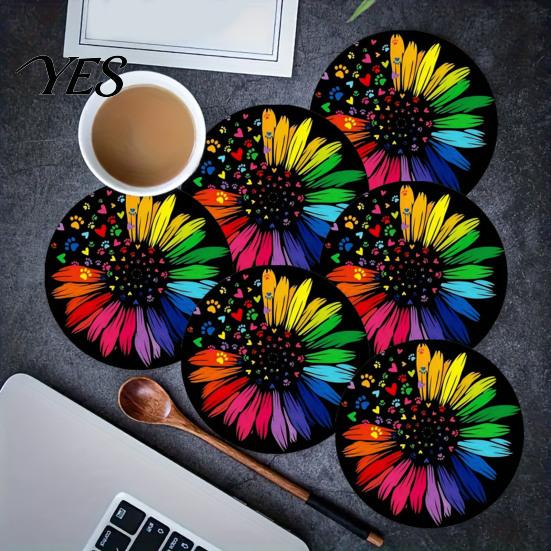Reusable Car Coaster 2PCS Coasters, with Tree of Life Pattern Printed, Non-Slip Thermal Quick Wipe Pads, Wear-Resistant Stain-Resistant Cup