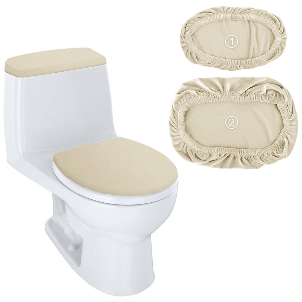 2Pcs/Set Thickened Toilet Seat Cover Solid Color WC Cover Toilet Dust Cover Home Bathroom