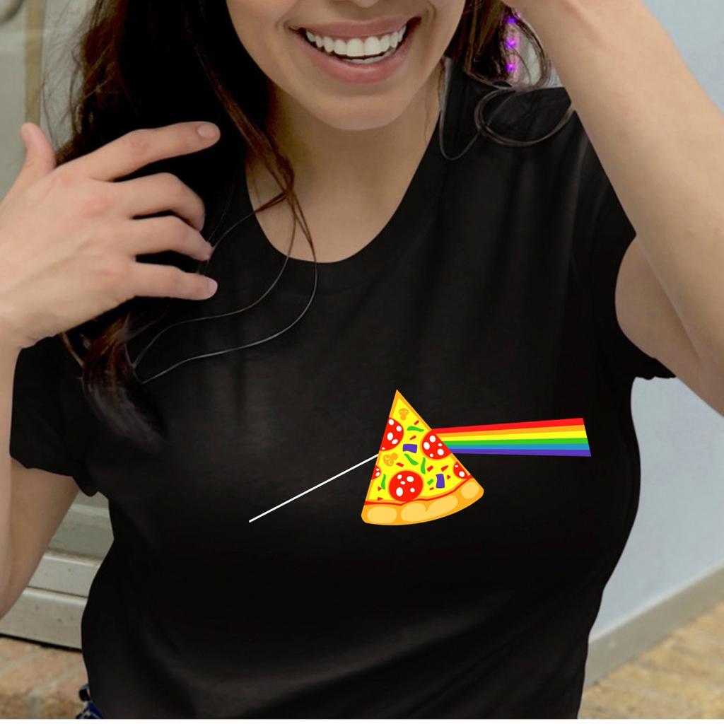 Dark Side Of The Pizza T shirt, Pink Floyd Inspired Pizza Rainbow Tee Shirt, LGBT Pizza Pride Tees