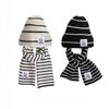 Детский комплект шапки-шарфа для мальчика и девочки, черный, белый, полосатый шарф, вязаный крючком комплект, теплая вязаная шапка на осень и зиму