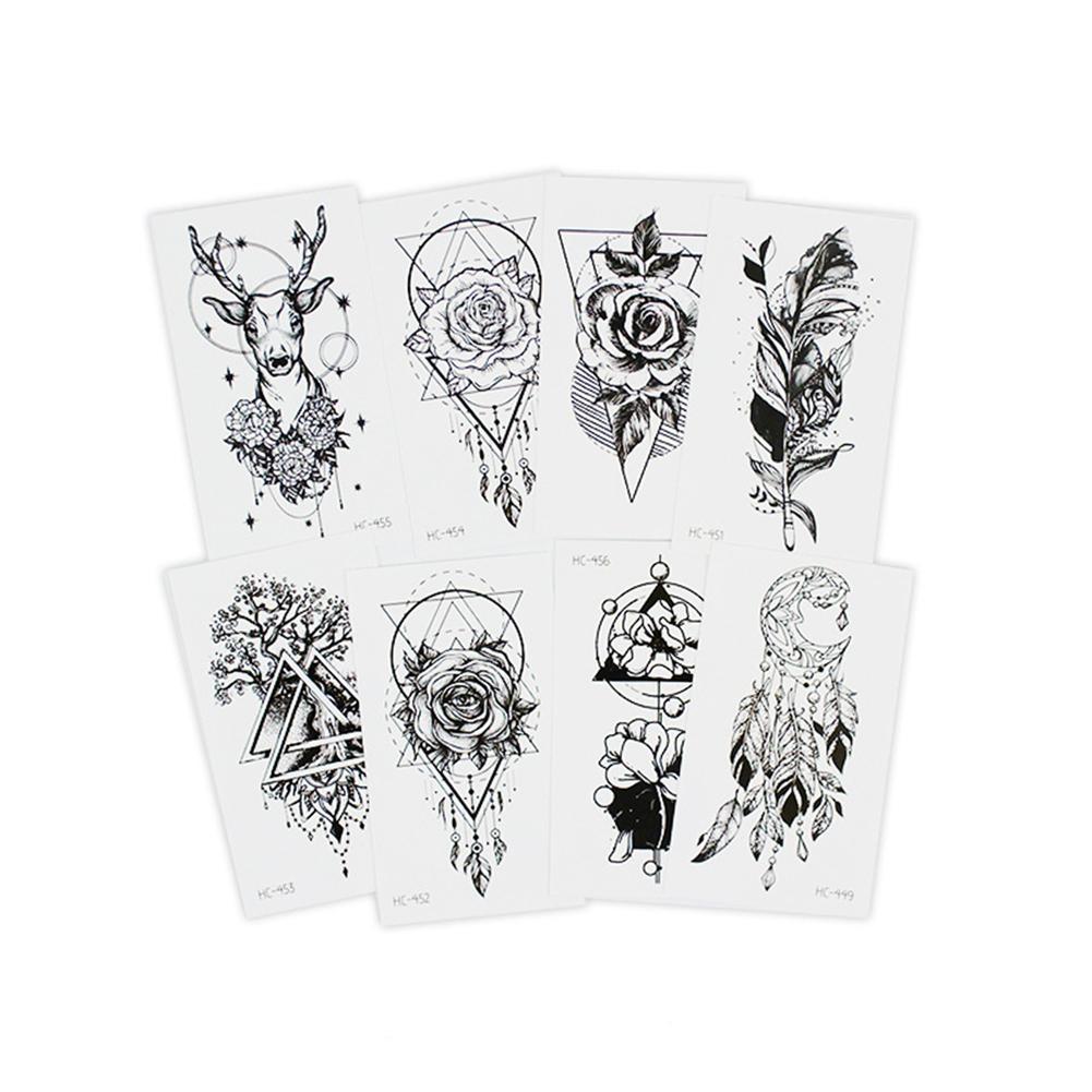 Простые черные маленькие свежие татуировки наклейки водонепроницаемые долговечные татуировки наклейки рука нога грудь боди-арт татуировки наклейки