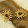 GEMCHIC Women's Vintage Sunflower Earrings with Tiger Eye Stone Gold Plated Stainless Steel Studs