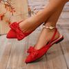 Новый бант однотонный острый носок легкий рот чехол для ног плоские женские туфли сандалии