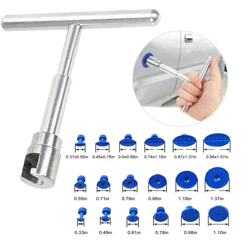 Инструмент с присоской для кузова автомобиля, инструменты для беспокрасочного удаления вмятин с Т-образной ручкой и пластиковыми клеевыми вкладками для ремонта вмятин на автомобиле