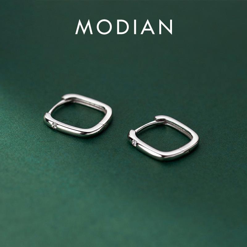 MODIAN Оригинальные простые квадратные модные женские серьги-кольца из стерлингового серебра 925 пробы, застежки для женщин, серебряные свадебные тонкие ювелирные изделия