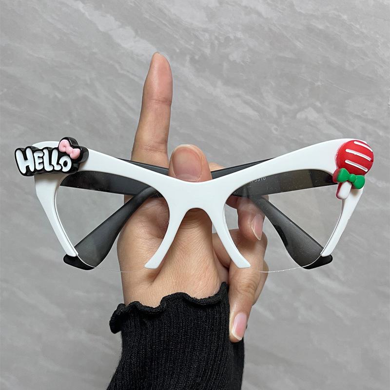 Women Vintage Anti Blue Light Cat Eye Glasses Women Sexy Lady Half Frame Eyewear DIY Cute Decorative Fashion Ball Dress Up Flat Mirror