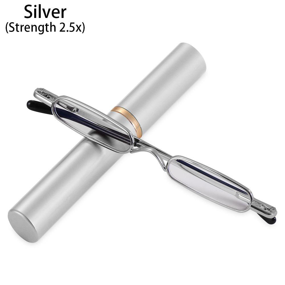Women Spring Hinged Readers Slim Reading Glasses with Pen Clip Tube Case Slim Pen Reading Glasses