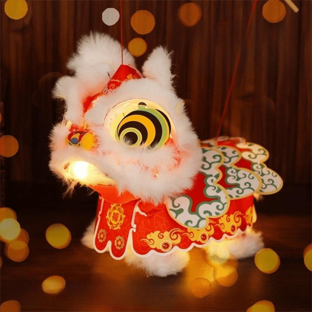 DIY Material Package New Year Lion Dance Lantern with Tassel Waterproof Ancient New Year Lantern Hanging Ornament