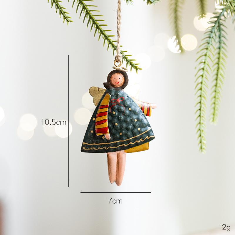 Рождественское украшение Креативное железное искусство Ручная роспись Подвеска Девочка-ангел Подвеска для рождественской елки Аксессуары Принадлежности
