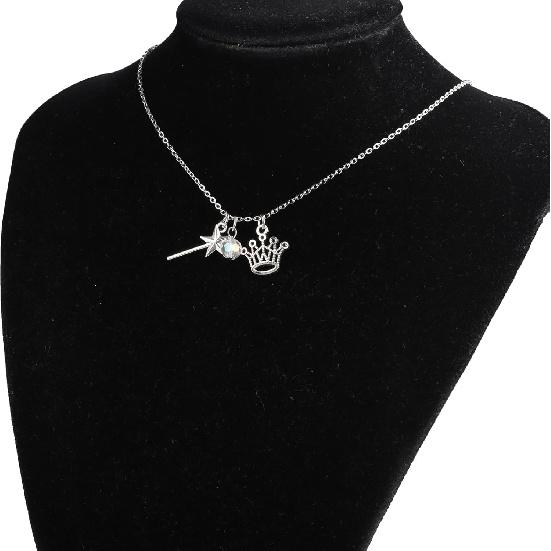 UJIMS Wizard Dorothy Inspired Gifts Glinda Good Witch Charm Necklace Magic Wand Jewelry for Witch Lovers