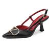 Pointed V-buckle High Heels Are Not Tired of Feet, New with Skirt Temperament, Thin Heels, Commuting Bag Head Sandals Women
