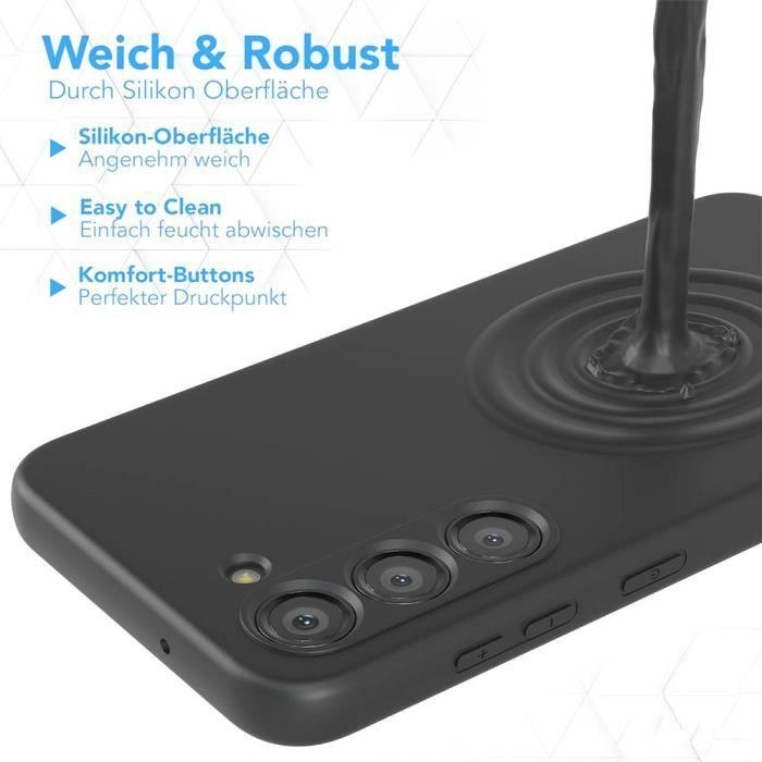 Coque Silicone - BOOLING - pour Samsung Galaxy S24 - Slim souple - Noir - 2 verres trempés
