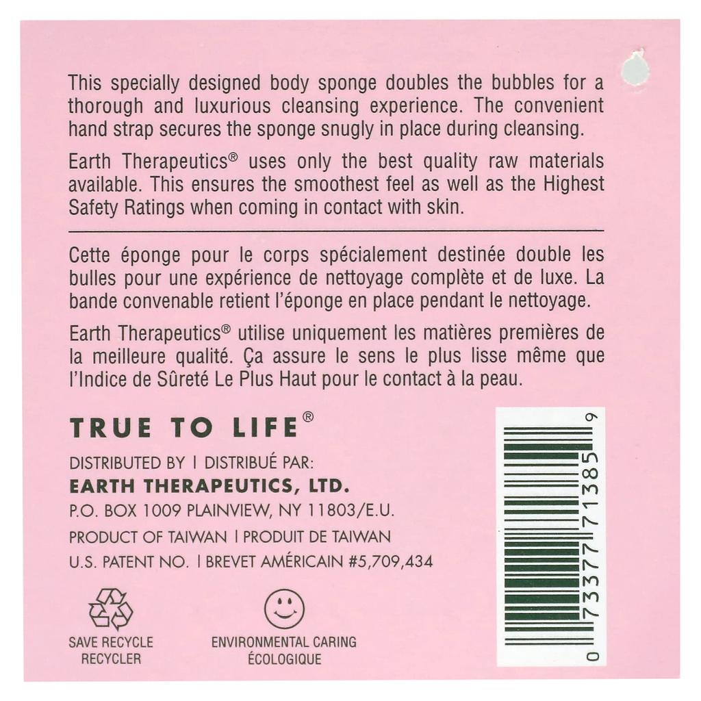 Earth Therapeutics Moisturizing Body Sponge, Pink, 1 Sponge