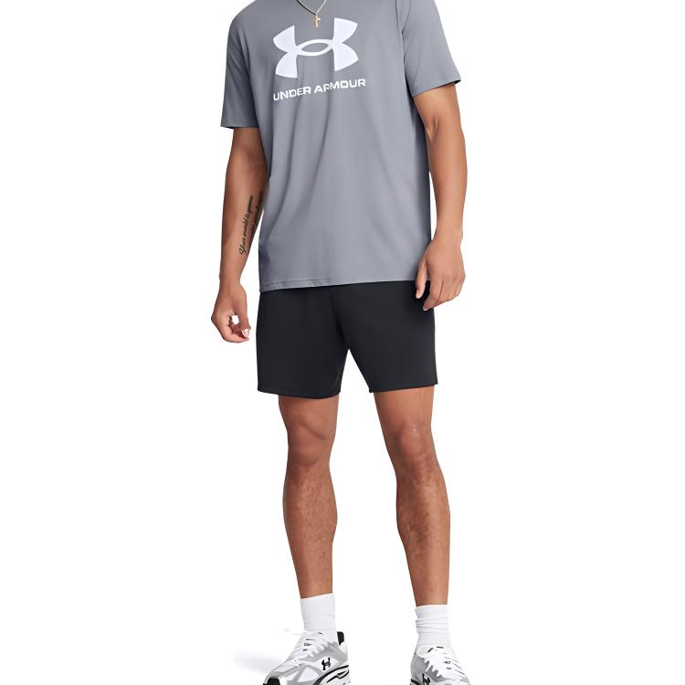Under Armour Однотонные удобные повседневные спортивные шорты на шнуровке со средней талией длиной три четверти, мужские шорты черного цвета 1386982-001