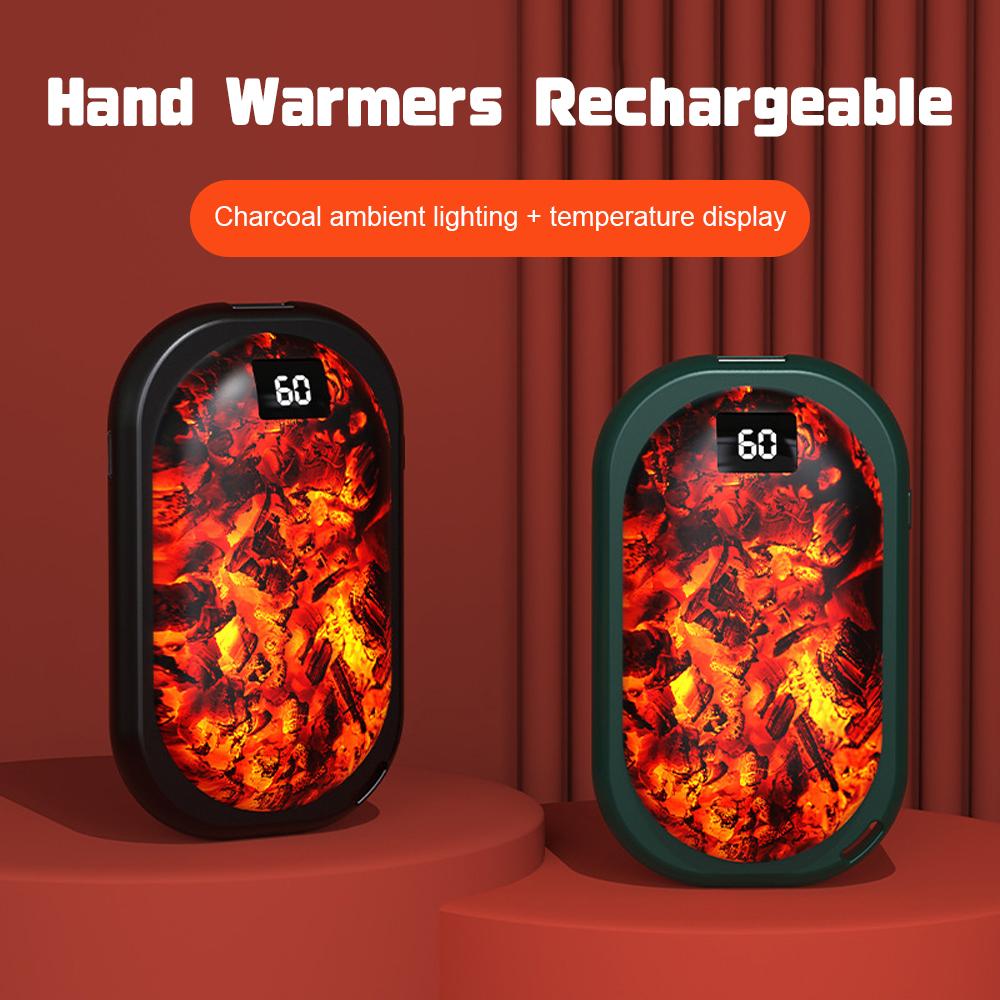 Портативные грелки для рук 2-в-1 с 3 USB-перезаряжаемыми нагревателями для рук с регулируемой температурой, блоком питания
