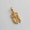 Solid Yellow Gold Plated Owl Pendant 100% 925 Sterling Silver Charm Jewelry
