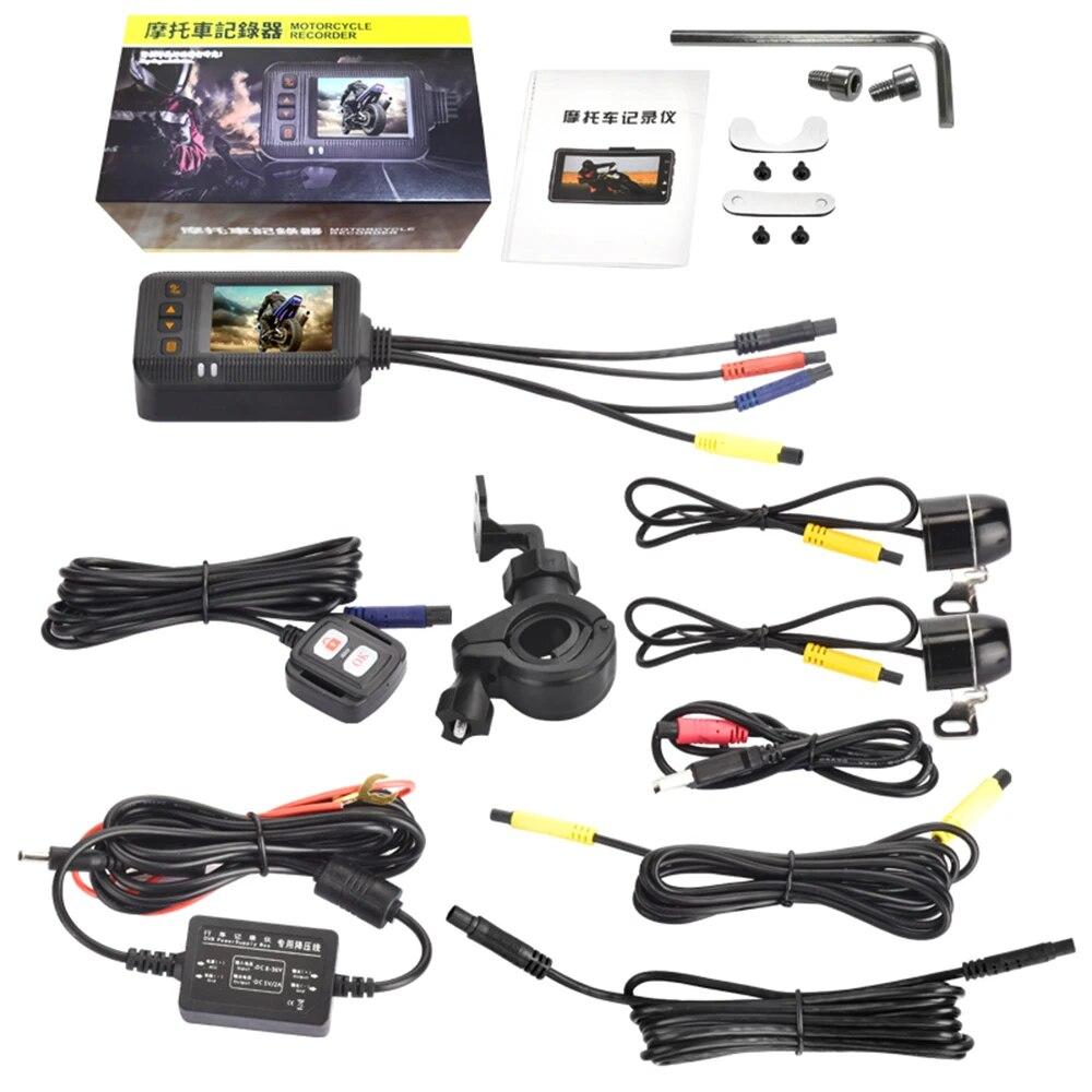 2-дюймовый мотоциклетный видеорегистратор HD 1080P DVR камера, широкоугольный кольцевой рекордер, передний и задний водонепроницаемый регистратор ночного видения для вождения