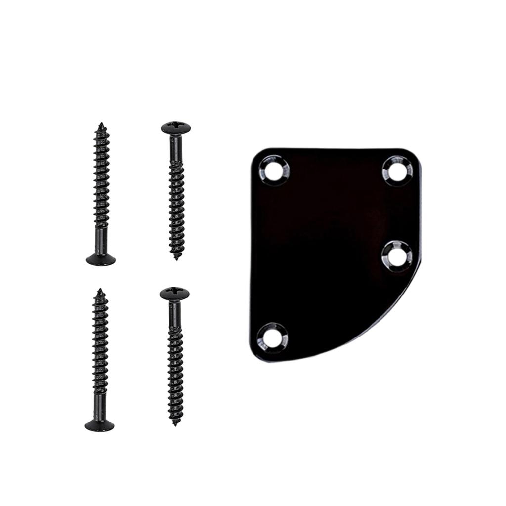 Electric Guitar Neck Plate with Screws 4 Holes Guitar Neck Joint Board Replacement Neckplate Electric Guitar Bass Parts