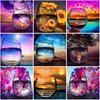 Cup DIY 5D Diamond Painting Full Round Drill Mosaic Sunset Seaside Diamond Embroidery Handmade Kit Holiday Gift Home Decoration