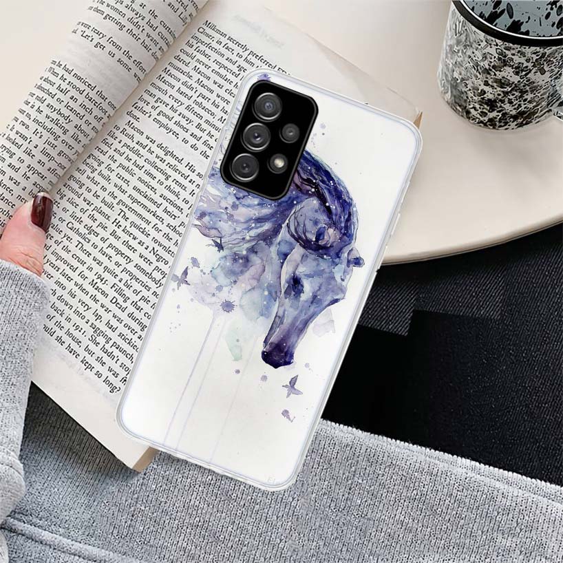Animal Oil Painting Cute Horse Phone Case for Samsung Galaxy A17 A16 A15 A14 A13 A57 A56 A55 A54 A53 A37 A36 A35 A34 A33 A26 A25