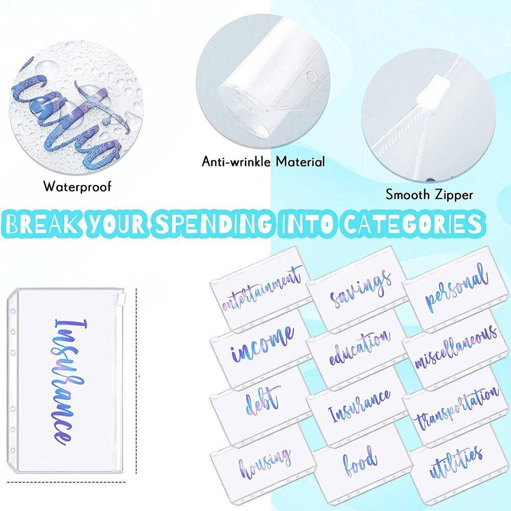 Папки для документов Водонепроницаемый конверт для денег Сбережения Папка-регистратор для блокнотов Карманы для папок Папки-регистраторы на молнии