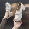 Fashion High Heels Women's Shoes Block Heel Loafers Chunky Pumps Moccasins On Heeled Round Toe Ladies Korean Style Non Slip Offer Young
