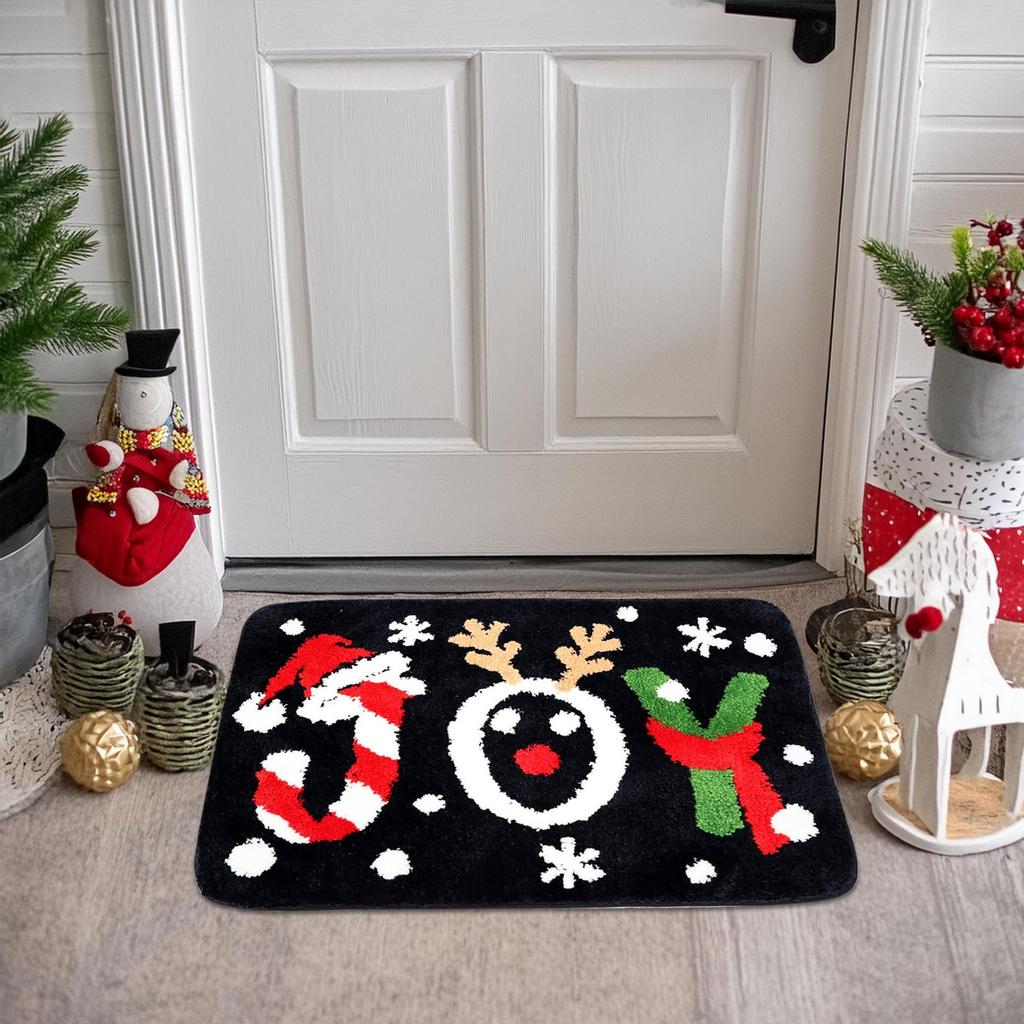 Рождественский коврик для двери из искусственного кашемира, нескользящий коврик для ванной в канун Рождества